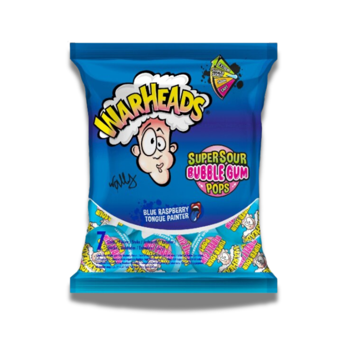 Warheads - Bubble Gum Pops Blue Raspberry 105g